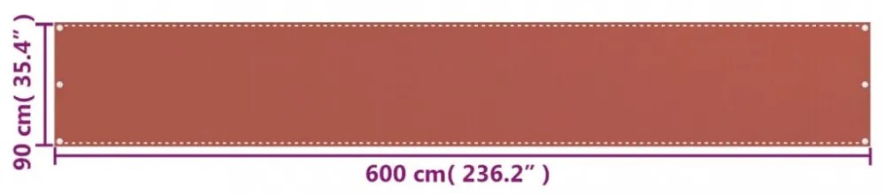 terrakotta HDPE erkélytakaró 90 x 600 cm