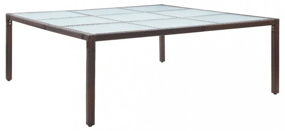barna polyrattan kerti étkezőasztal 200 x 200 x 74 cm