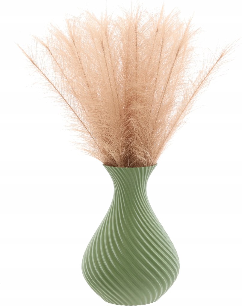 Váza művirág üveg 3D zöld magas 25cm dekoratív műanyag