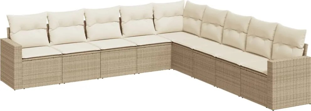 vidaXL 9 részes bézs polyrattan kerti ülőgarnitúra párnákkal