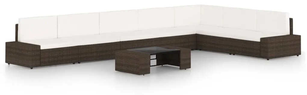 vidaXL 8 részes barna polyrattan kerti ülőgarnitúra párnákkal