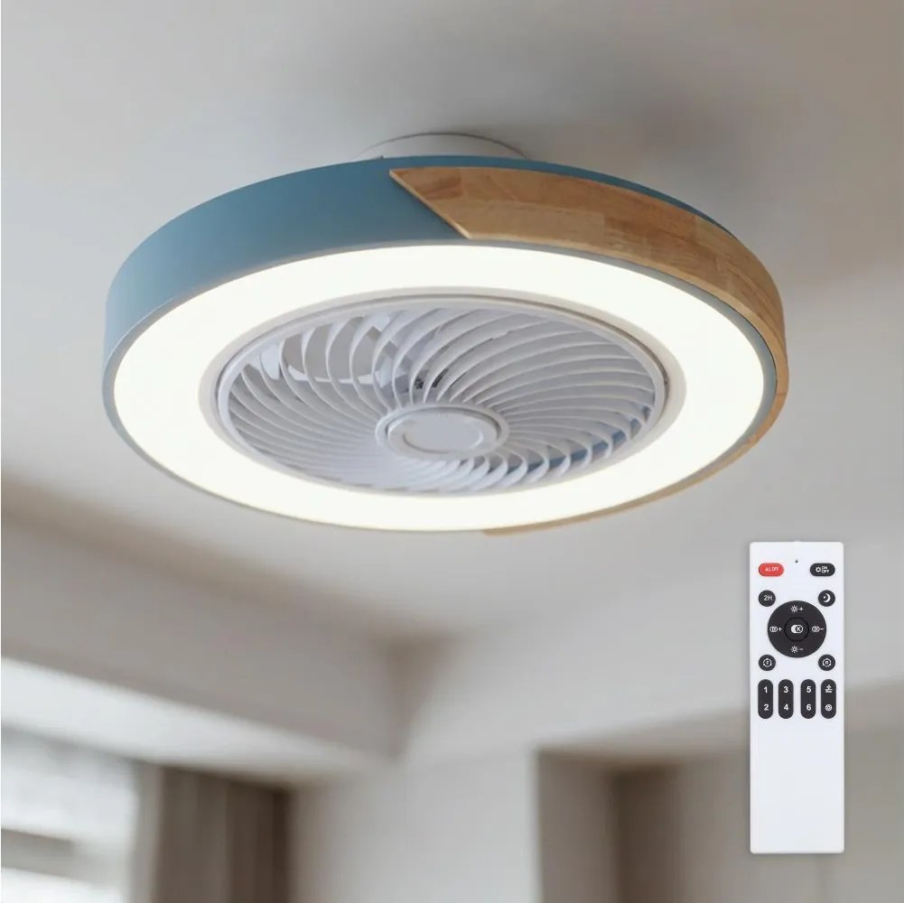 Brilagi - LED dimmelhető lámpatest ventilátorral LED/38W/230V 50 cm kék/tölgy + távirányító