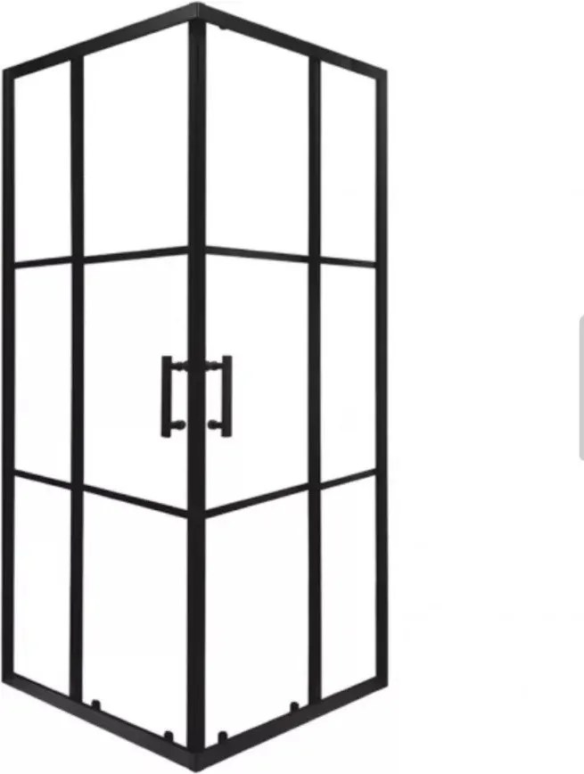 Stuxi Delhi Black X 90x90 cm szögletes két tolóajtós zuhanykabin 6 mm vízlepergető biztonsági üveggel, fekete keretes, 190 cm magas