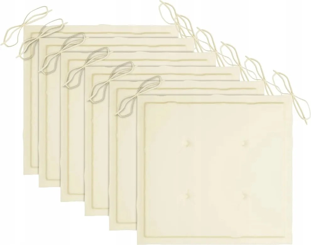 Párnák kerti székekhez, 6 db, krémszínű, 40x40x4 cm