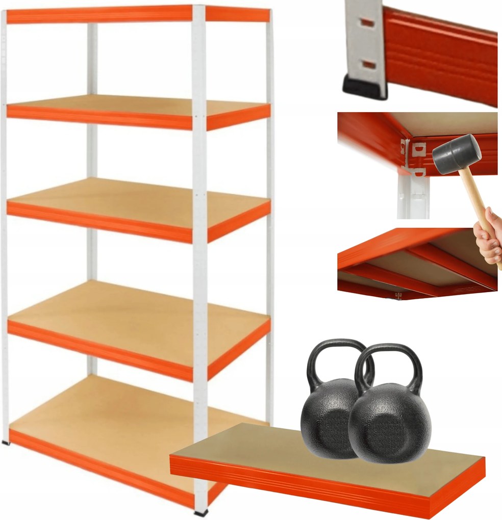 Műhelypolc fém állvány Helios 196x90x35cm 5Px275kg Gyártó