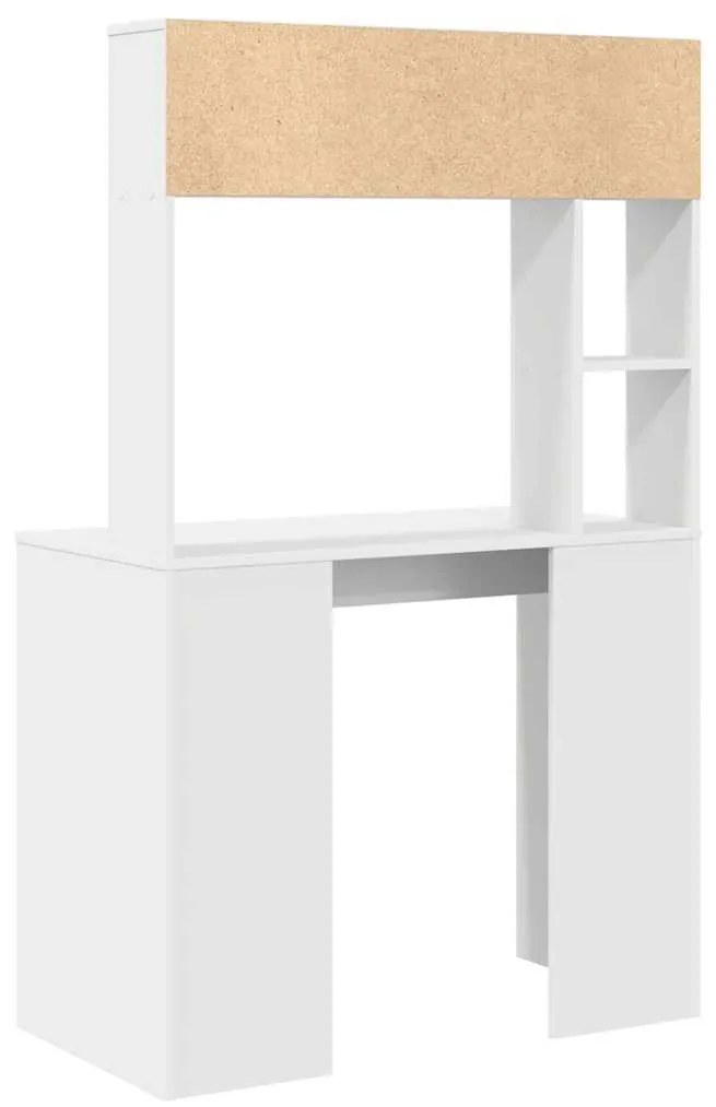 Asztal polcokkal tárolóval Fehér 91 x 50 x 149 cm Faanyag