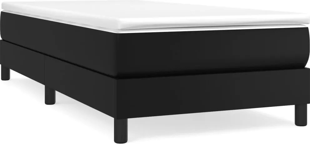 vidaXL fekete műbőr rugós ágy matraccal 100 x 200 cm