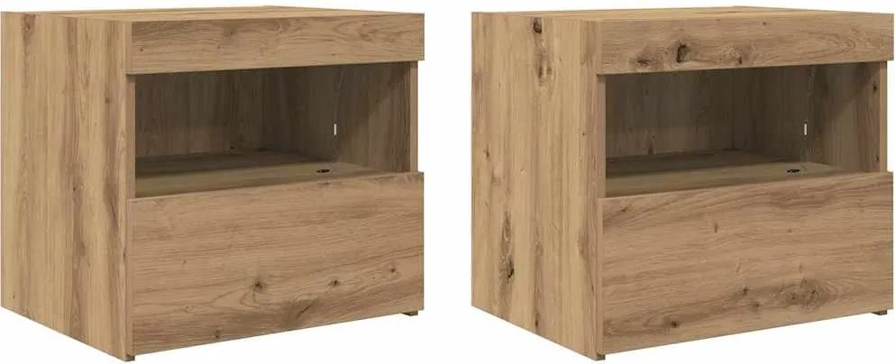 vidaXL Éjjeliszekrény 2 pcs Artisan tölgy 50 x 40 x 45 cm Faanyag