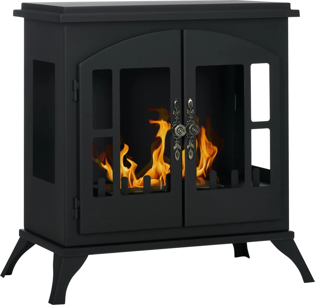 HOMCOM Bioetanol Kandalló Szabadonálló Bioetanol Kályha 0,9 L Rozsdamentes Acél Lángoltóval, 3 Órás Égési Idő, Beltérre, 20-25 m² | Aosom