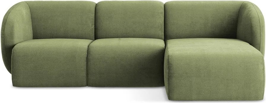 Zöld zsenília sarokkanapé (jobb oldali-heverő résszel) Lani – Makamii