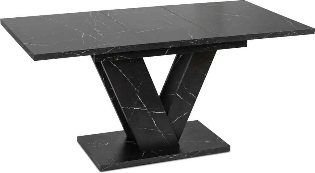 Bővíthető étkezőasztal 120–160 cm fekete márvány hatású kivitelben – CLARK