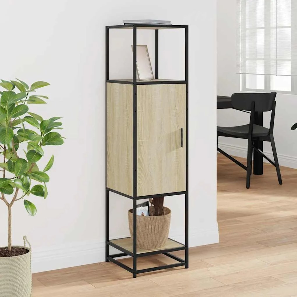 Highboard sonoma tölgy 35,5x35x139 cm gépelt fa és fém