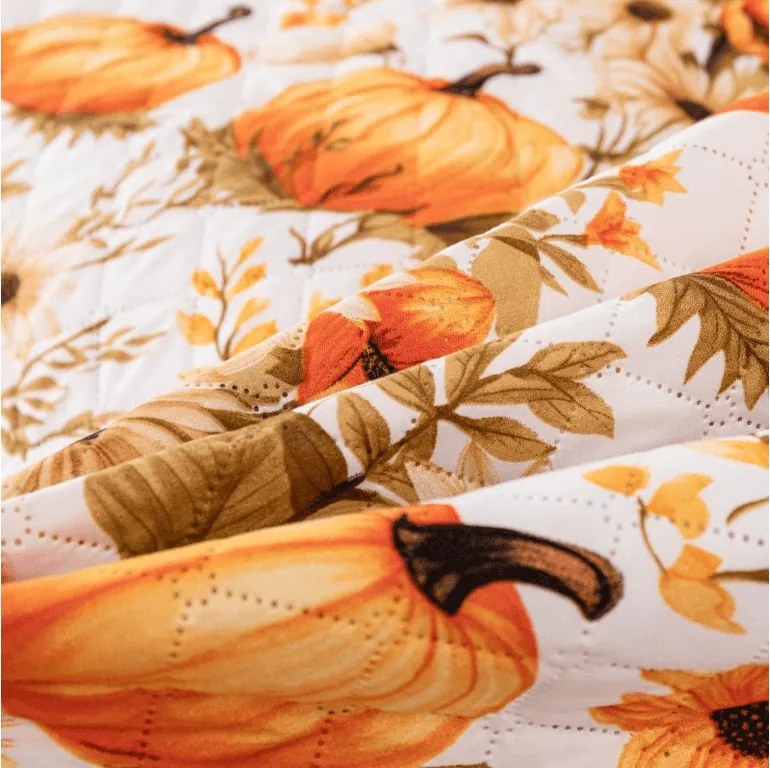 Ágytakaró FLOWERS AND PUMPKINS, narancssárga Méret: 170 x 210 cm