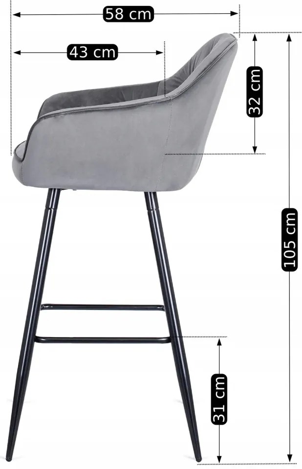 Szürke Bársony Bárszék. SALEM