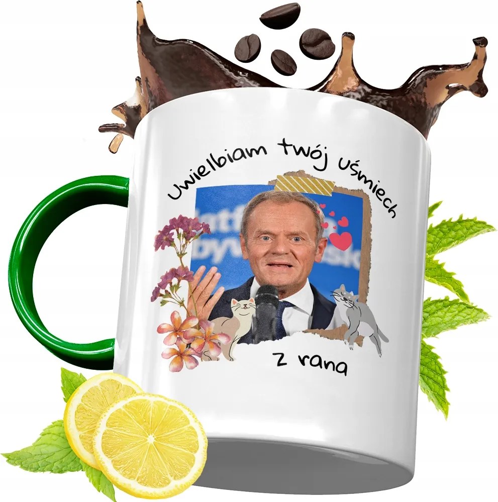 Donald Tusk Zöld Bögre Ajándék Nyomtatott Fotóval