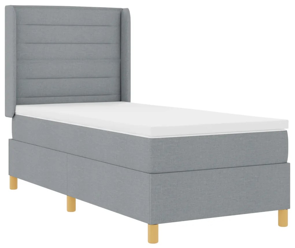 Boxspring Ágy Mattal Világosszürke 90x190 cm Textil