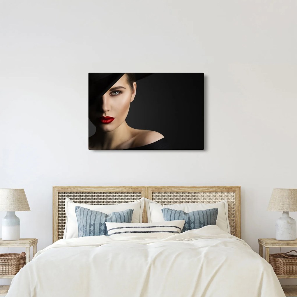 Kép - kalapos nő portréja (90x60 cm)