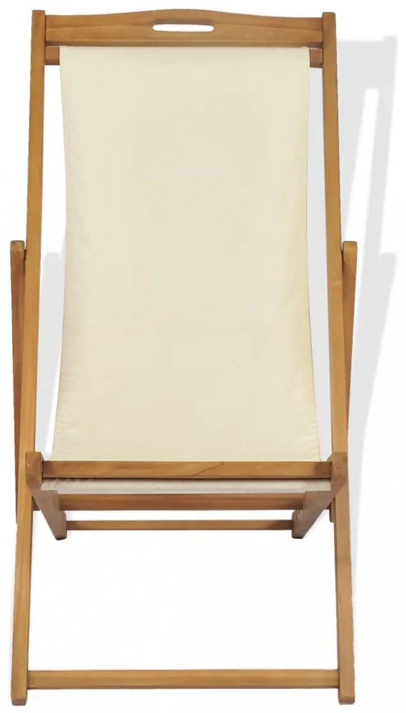 krémszínű tíkfa napozószék 56 x 105 x 96 cm