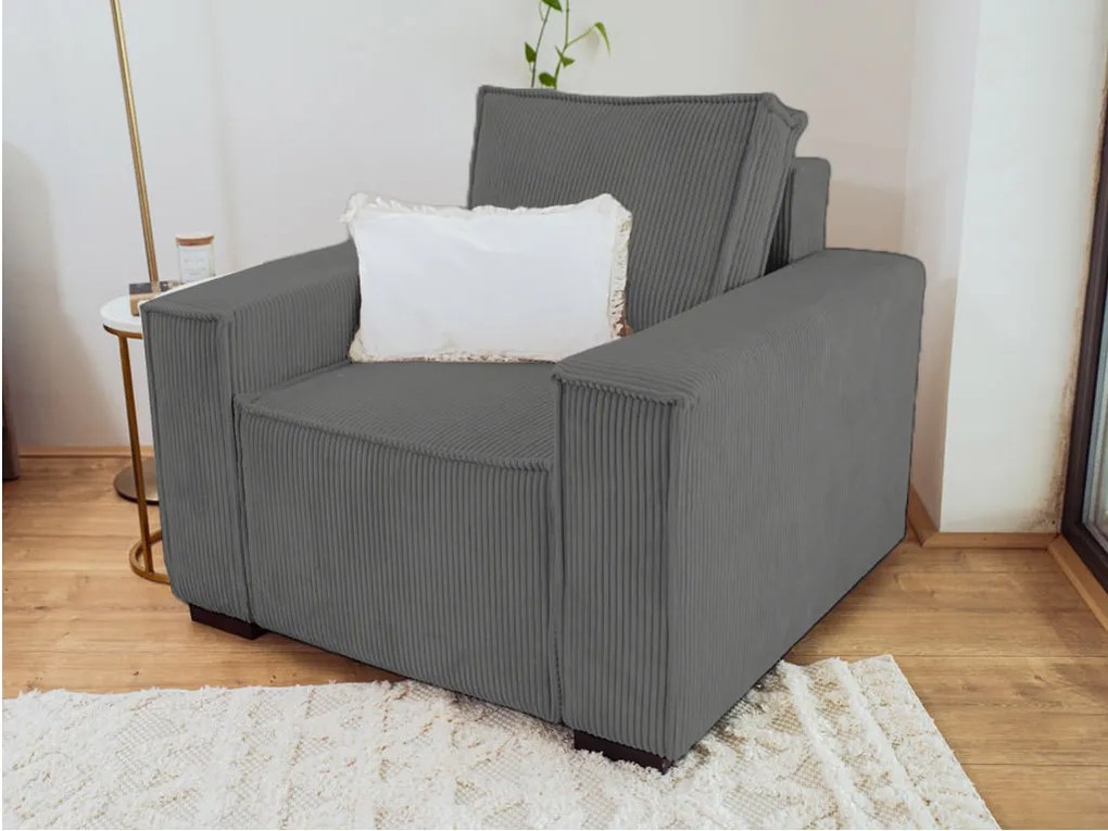 Fotel puffal SMART SET, sötétszürke
