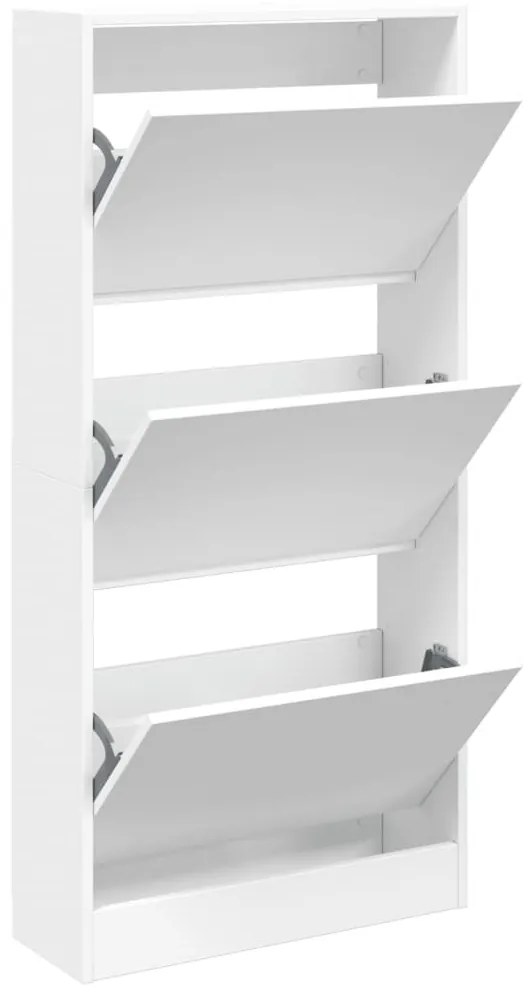 fehér szerelt fa cipőszekrény 60 x 21 x 125,5 cm