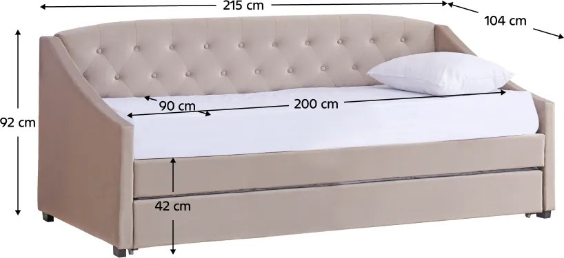 Kihúzható ágy, barnásszürke Taupe, ALODA