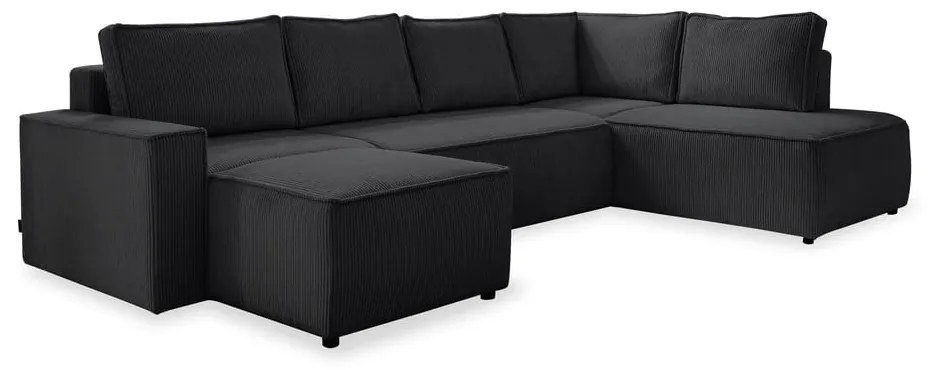 Antracitszürke kordbársony kinyitható sarokkanapé (jobb oldali-U alakú) Brave Dave – Miuform