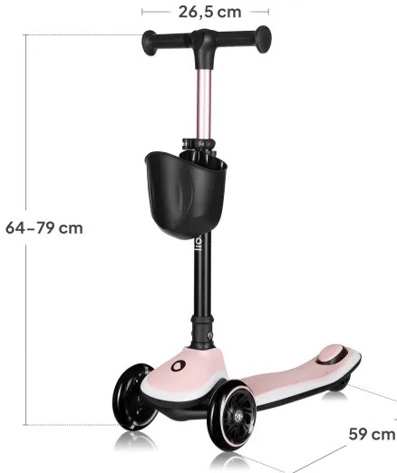 Lionelo - Gyermekroller MEY 3xAAA Pink Rose