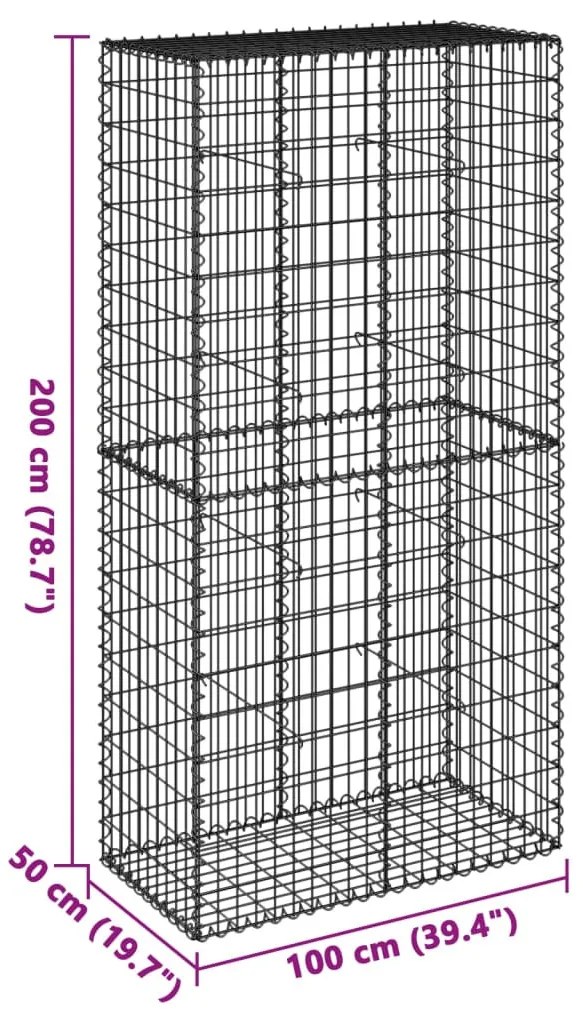 horganyzott vas gabion kosár fedéllel 100 x 50 x 200 cm