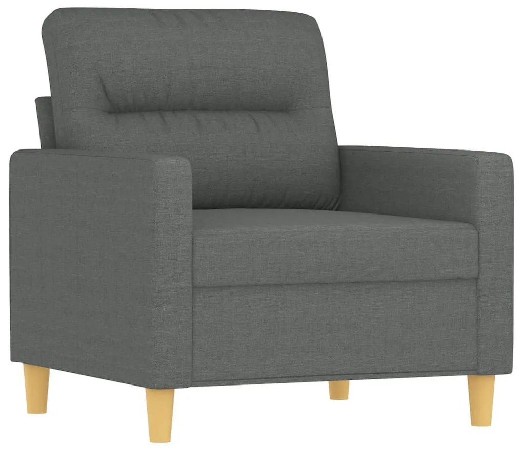 sötétszürke szövet kanapéfotel lábtartóval 60 cm