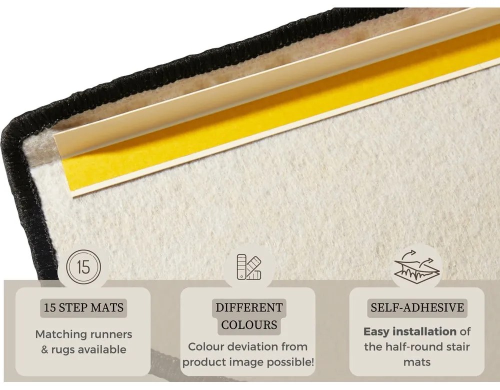 Fekete öntapadós lépcsőszőnyeg szett 15 db-os 23x65 cm Fancy – Hanse Home