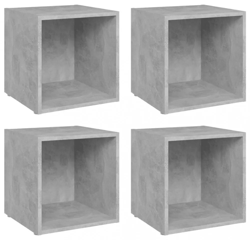4 db betonszürke szerelt fa TV-szekrény 37 x 35 x 37 cm