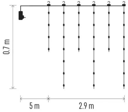 LED kültéri karácsonyi fényfüzér 100 LED, 8 funkció, 7,9x0,7m, IP44, meleg fehér