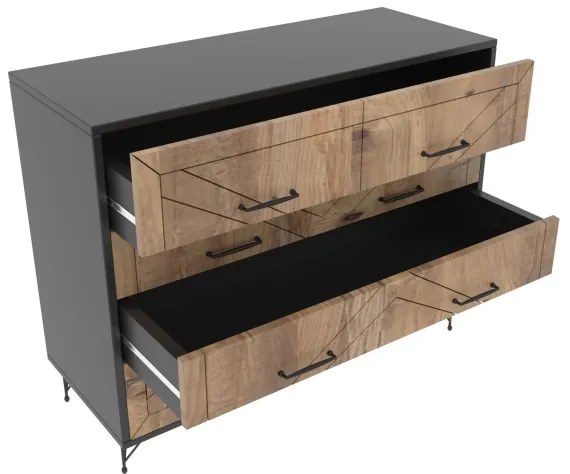 COMFORT komód 100x80 cm barna/fekete