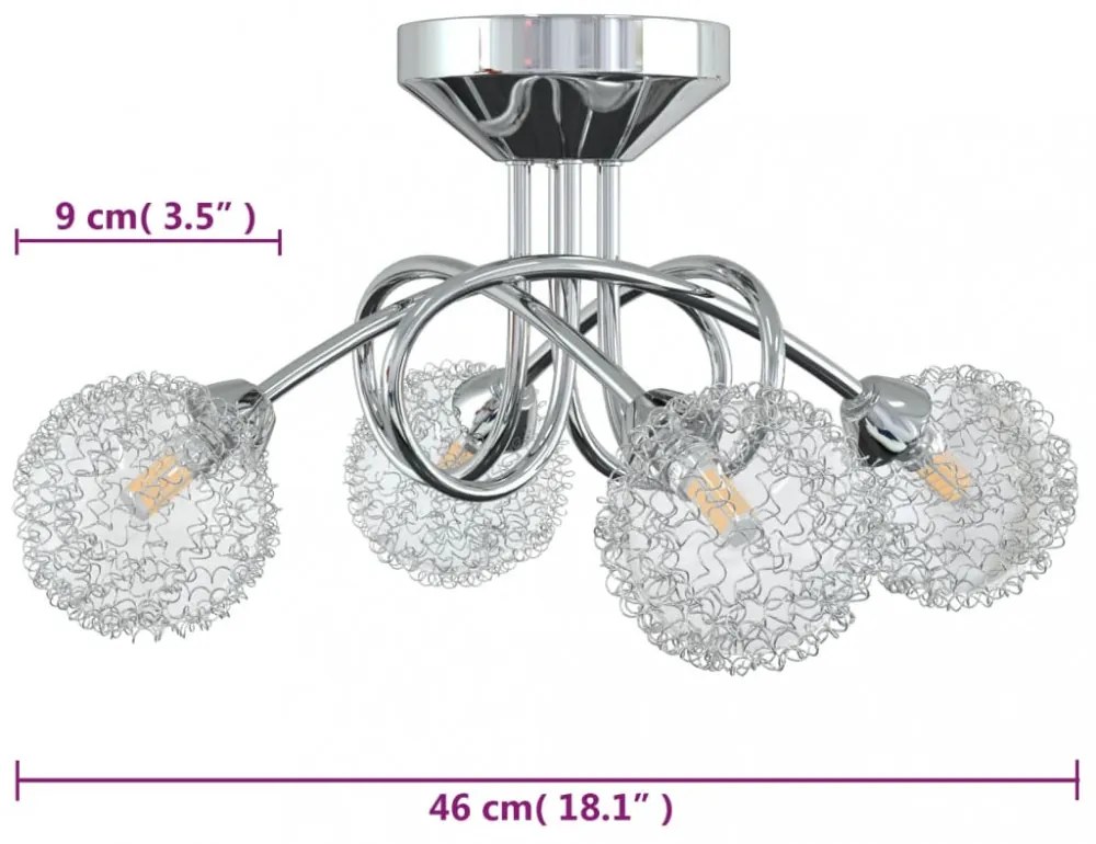 mennyezeti lámpa dróthálós burákkal 4 db G9 LED-lámpával