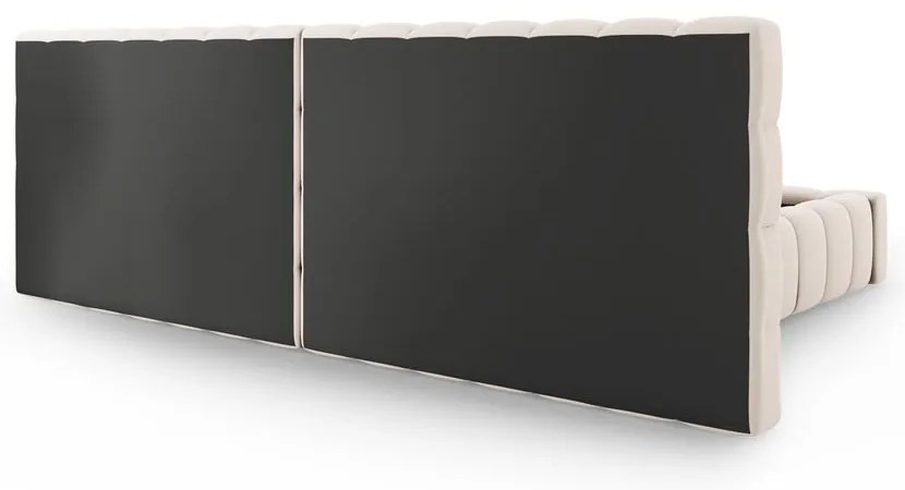 Bézs kárpitozott ágyneműtartós franciaágy ágyráccsal 180x200 cm Mamaia – Micadoni Home
