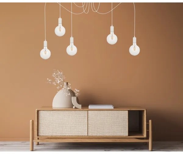 Csillár zsinóron MIROS 5xE27/60W/230V pók fehér