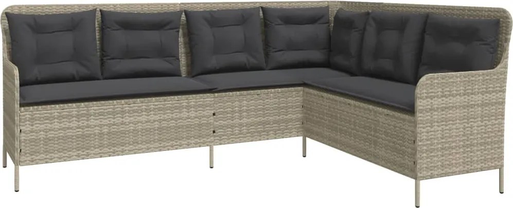 vidaXL világosszürke polyrattan L-alakú kerti kanapé párnákkal