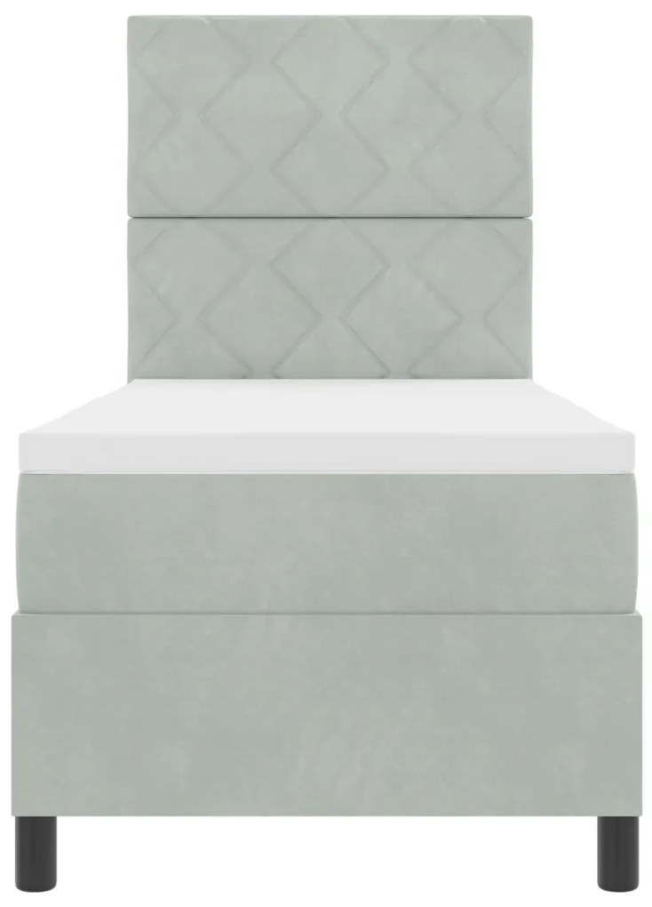 Boxspring Ágy Matrac Fény Szürke 80x200 cm Bársony