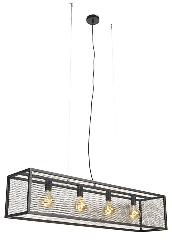 Ipari függesztett lámpa, fekete, 118 cm, 4 lámpa - Cage Mesh