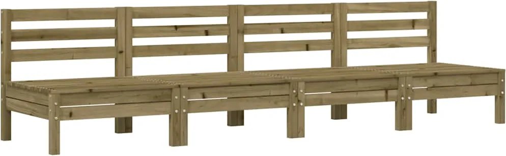 vidaXL 4 db impregnált fenyőfa karfa nélküli kerti kanapé