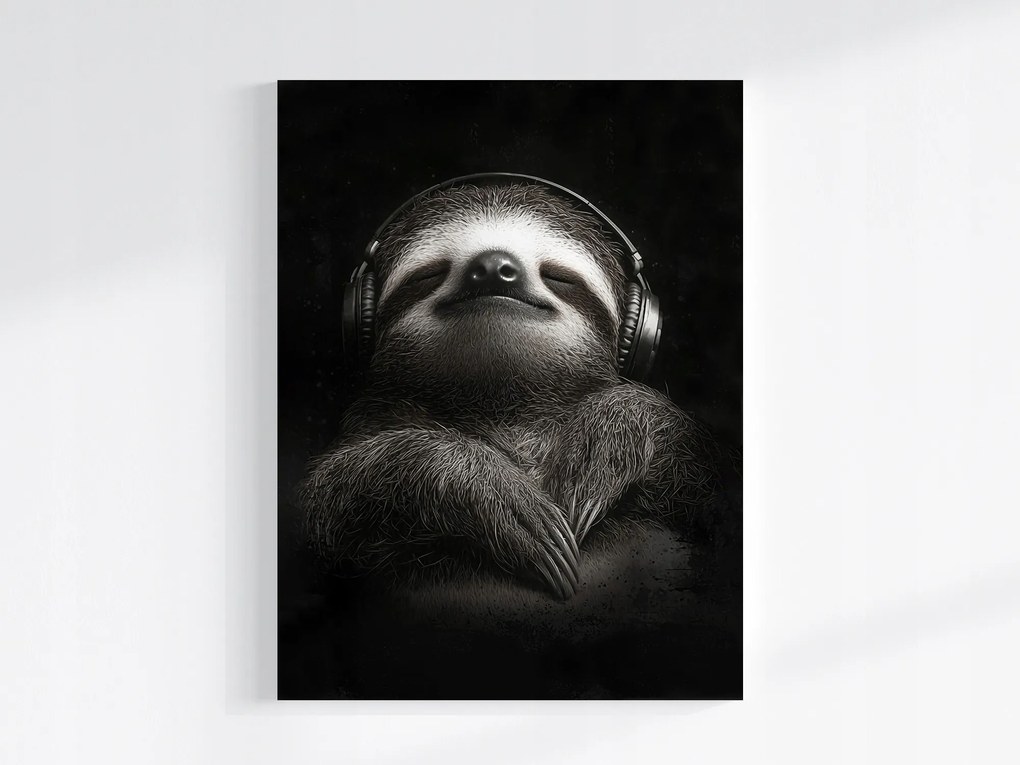 Canvas Vászonkép Lajhár Portré Zene Relaxáció Pihenés 60x80