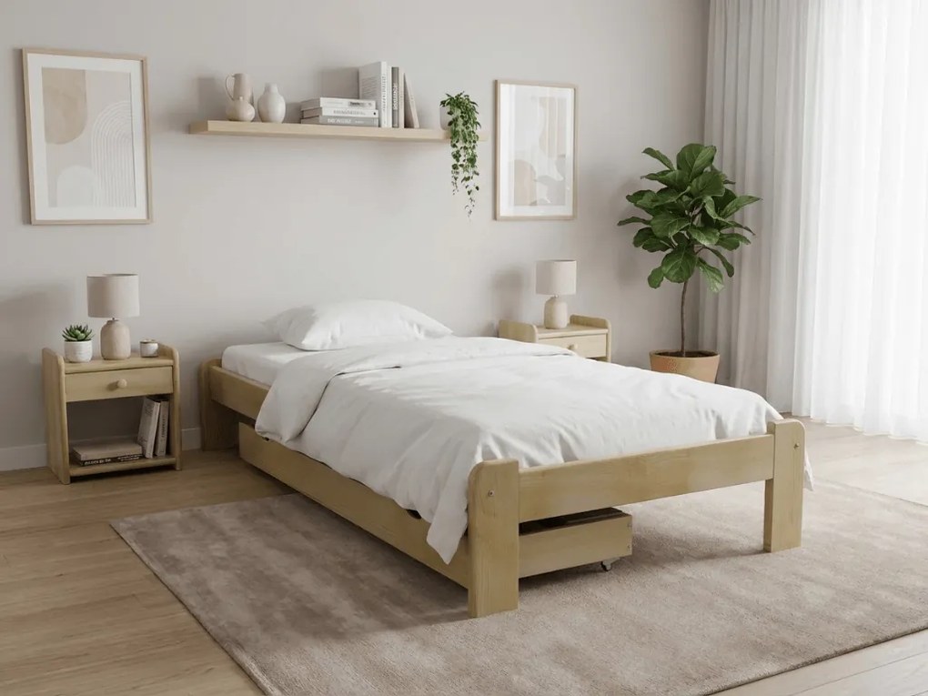 ADA ágy 90x200 cm, fenyőfa Ágyrács: Léces ágyrács, Matrac: Deluxe 10 cm matrac