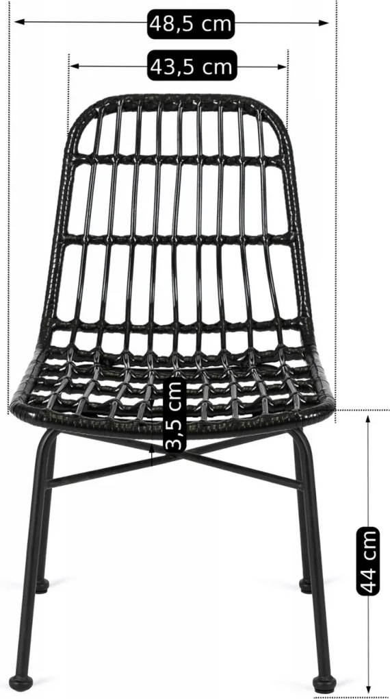 Rattan szék fekete színben WALDI