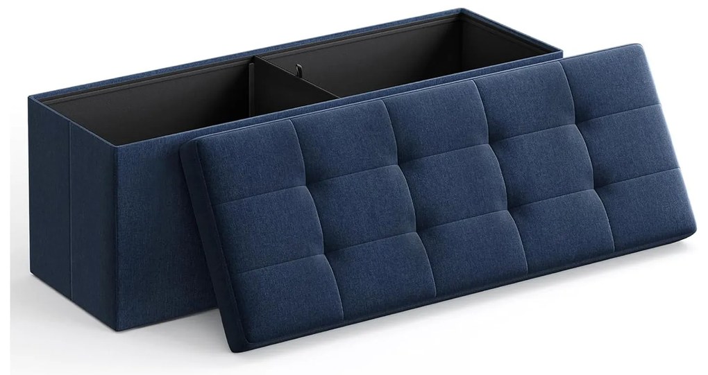 Puff 110x38x38 cm, tároló ottomán pad, 120 l, sötétszürke