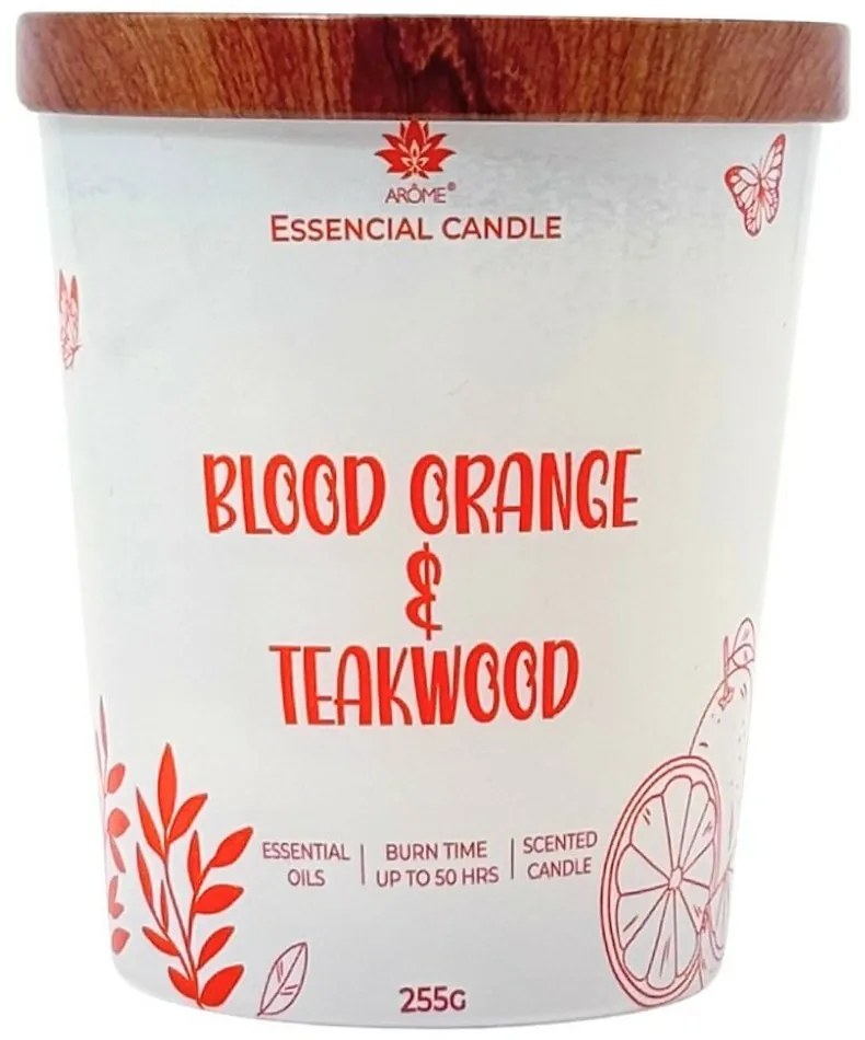 Arome Blood orange & Teakwood gyertya üvegben, fém fedéllel 255g