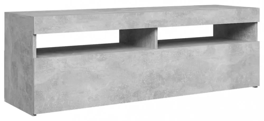 betonszürke TV-szekrény LED-lámpákkal 120 x 35 x 40 cm