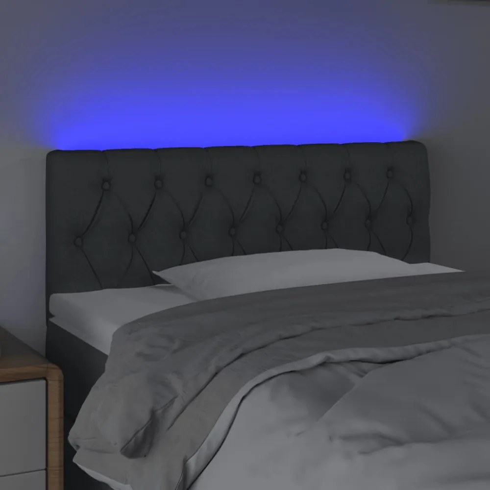 sötétszürke szövet LED-es fejtámla 90 x 7 x 78/88 cm