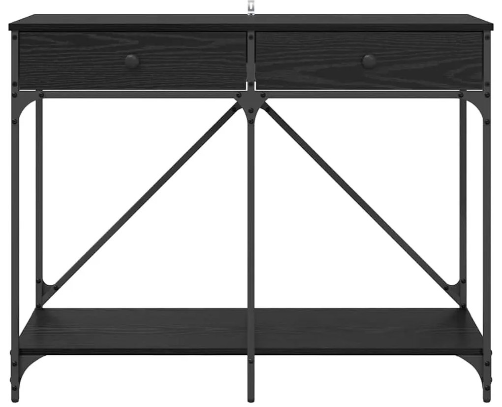 vidaXL Konzolasztal fiókkal Fekete tölgy 100 x 39 x 78,5 cm Faanyag