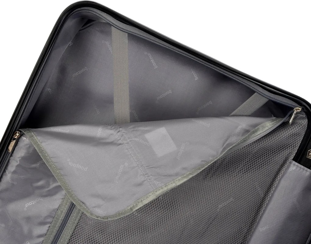 BONTOUR “wave” közepes duplakerekes gurulós bőrönd, fekete, m méretű