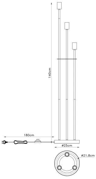 Globo 54008-3S - Állólámpa MARTHA 3xE27/60W/230V
